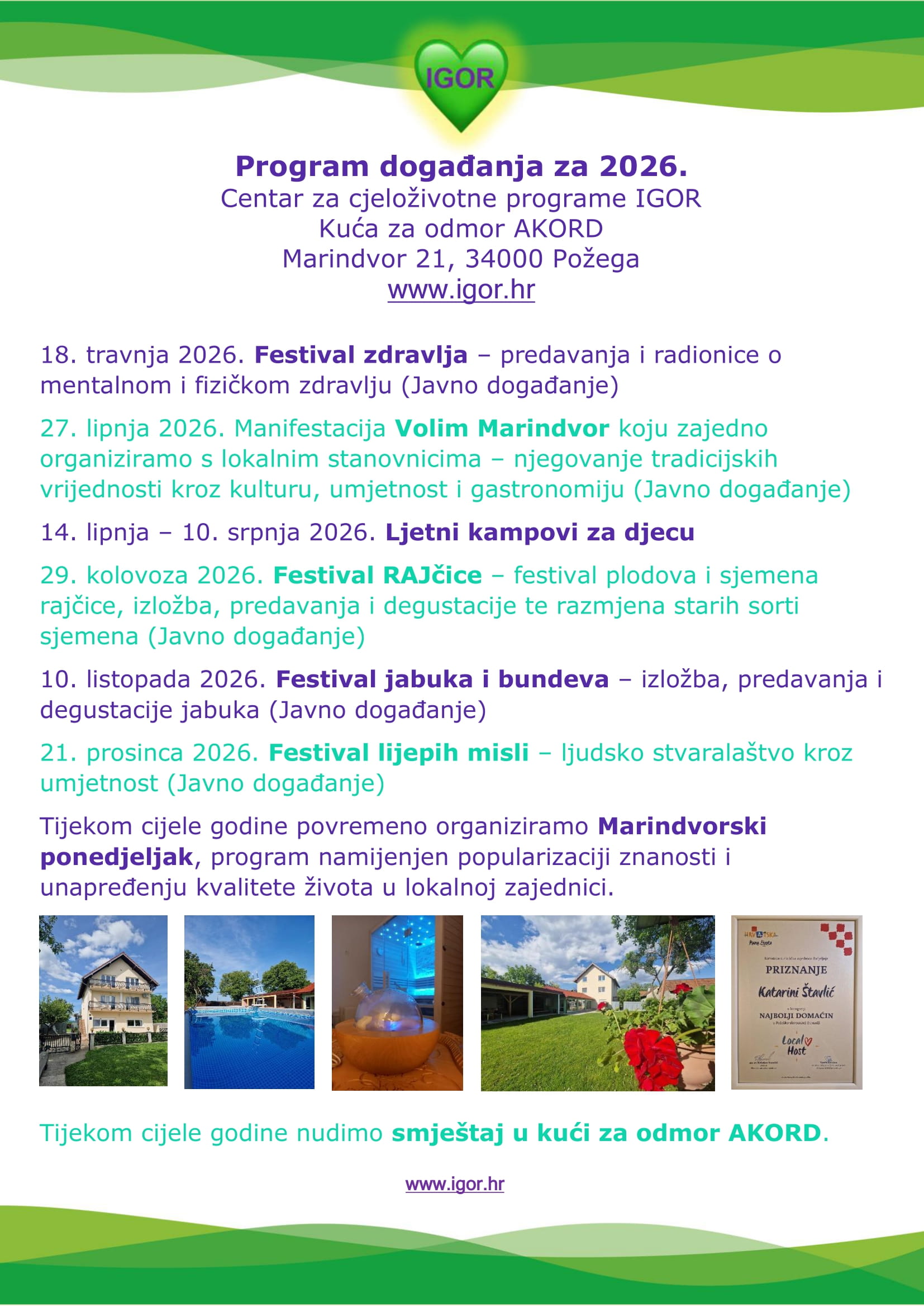 Program dogaanja za 2026.   Centar IGOR
