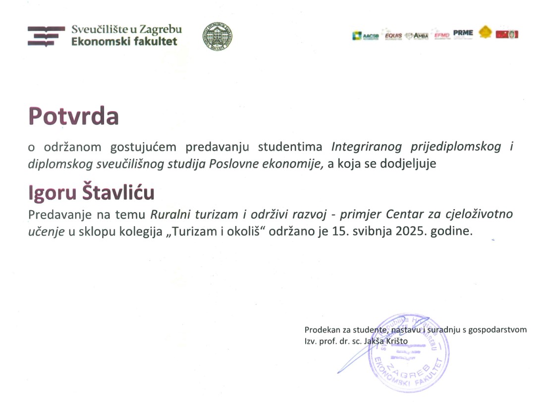 Predavanje na  EFZG 15.5.2025